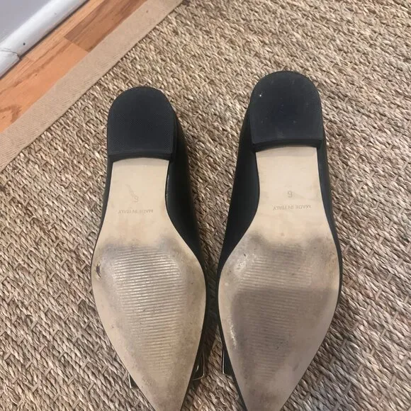 Valentino Garavani VLOGO Leather Ballet Flats with Gold Tonal Logo