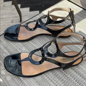 VALENTINO LADIES Black BACK ZIP FLAT GLADIATOR Sandals-10
