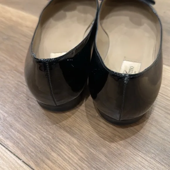 Valentino Patent Couture Bow Flats Black Pointed Toe