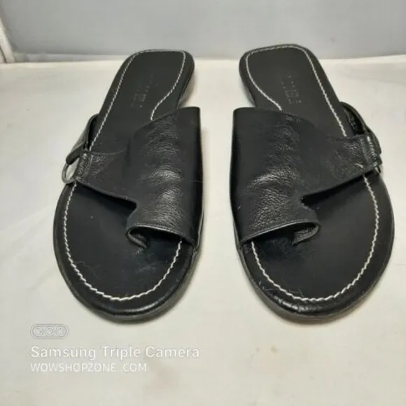 Van Eli Tallis Womens Size 6.5 Black Glove Sandals  Slip On Slide Leather Shoes