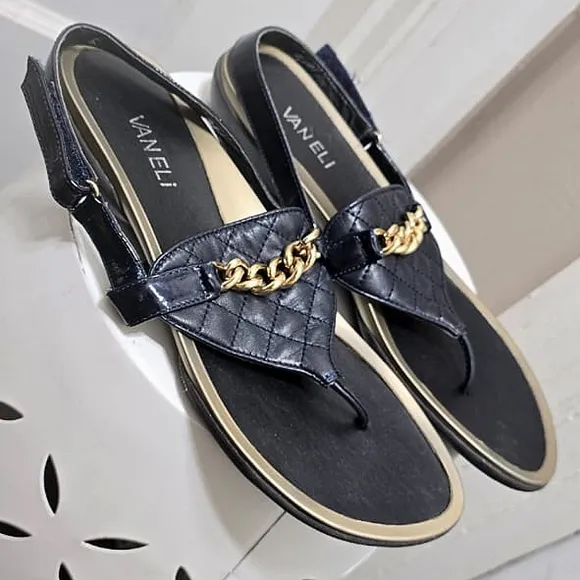 VanEli Black Slingback Flat Sandals Size 🌴