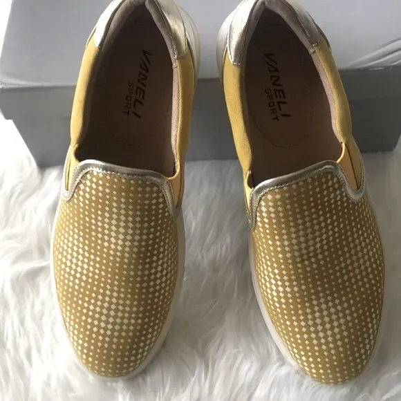 VANELI SPORT Okal Slip On Platform Chunky Yellow White Sneakers Size 8M NWOT
