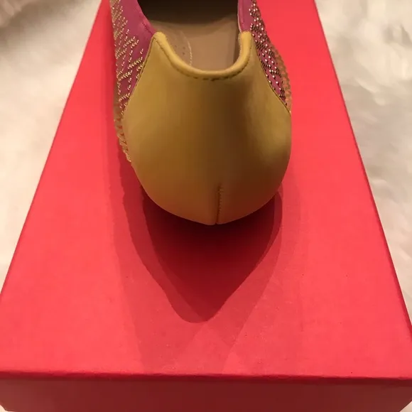 VANELI Women’s Suzon Magenta/Yellow Nabuk Ballet Flats Gold Bead Accent 7M NEW