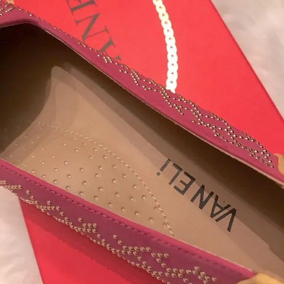 VANELI Women’s Suzon Magenta/Yellow Nabuk Ballet Flats Gold Bead Accent 7M NEW