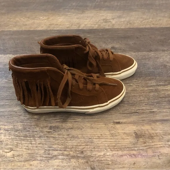 VANS brown suede fringe high-top sneakers 8 NWT