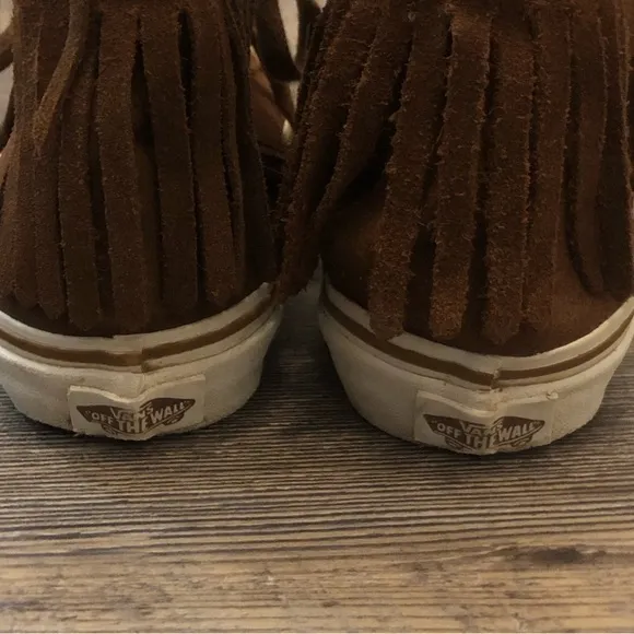 VANS brown suede fringe high-top sneakers 8 NWT