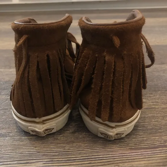 VANS brown suede fringe high-top sneakers 8 NWT