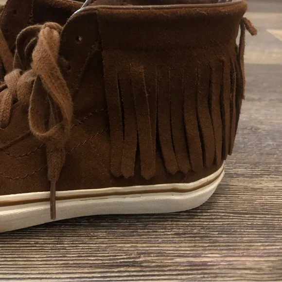 VANS brown suede fringe high-top sneakers 8 NWT