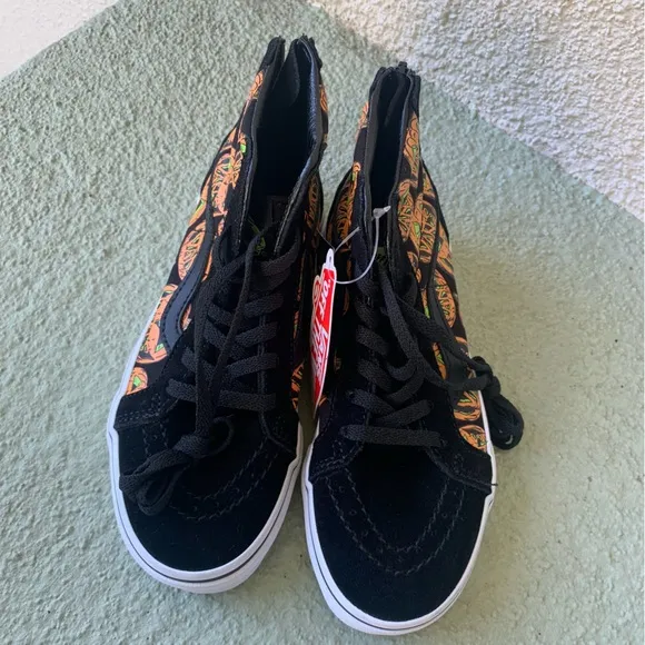 Vans Glow in the Dark Pumpkin Sneakers NEW Sk8 Hi Zip Kids Size 1.5
