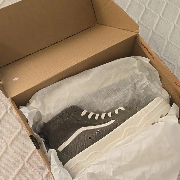 Vans Gray and White High-Top Sneakers Classic Design