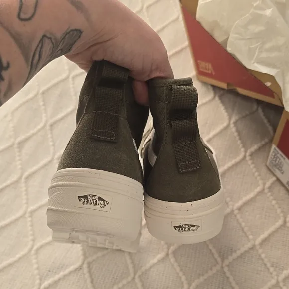 Vans Gray and White High-Top Sneakers Classic Design