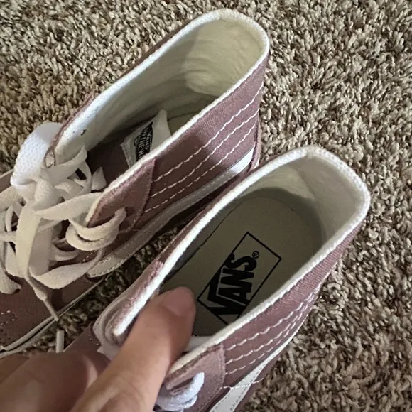 Vans High-Top Sneakers in Pink and White