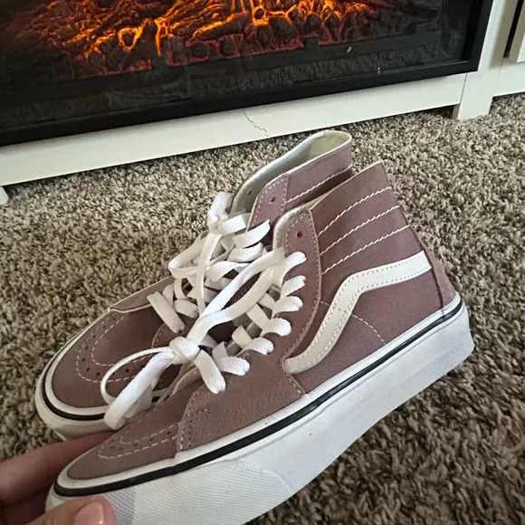 Vans High-Top Sneakers in Pink and White