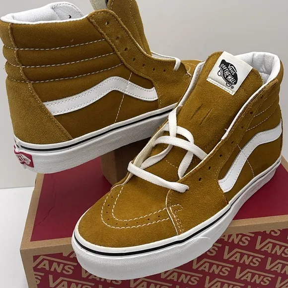 Vans Men’s High-Top Sneakers in Mustard White Sk8-HiColor Theory Golden Brown
