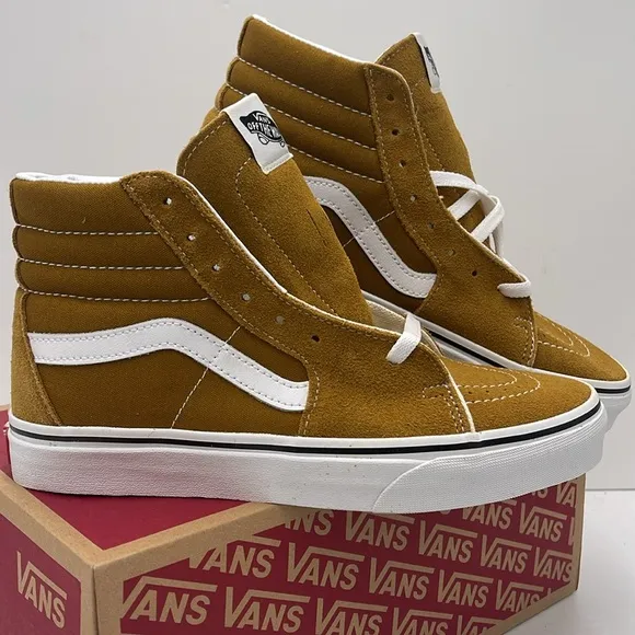 Vans Men’s High-Top Sneakers in Mustard White Sk8-HiColor Theory Golden Brown