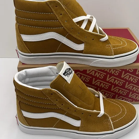 Vans Men’s High-Top Sneakers in Mustard White Sk8-HiColor Theory Golden Brown