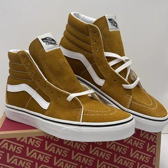 Vans Men’s High-Top Sneakers in Mustard White Sk8-HiColor Theory Golden Brown