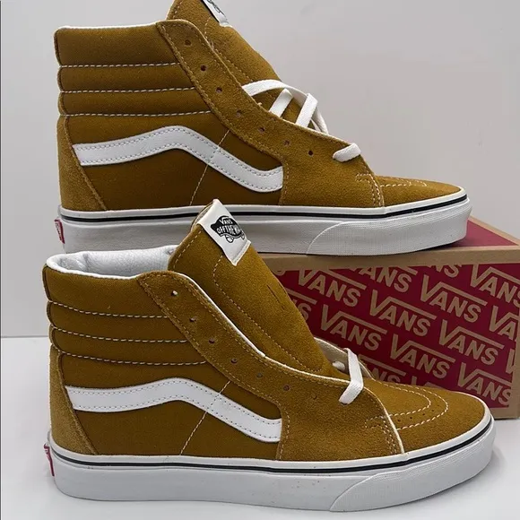 Vans Men’s High-Top Sneakers in Mustard White Sk8-HiColor Theory Golden Brown