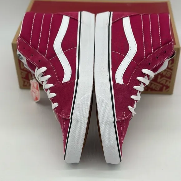 Vans Men's Pink and White High-Top Sneakers
