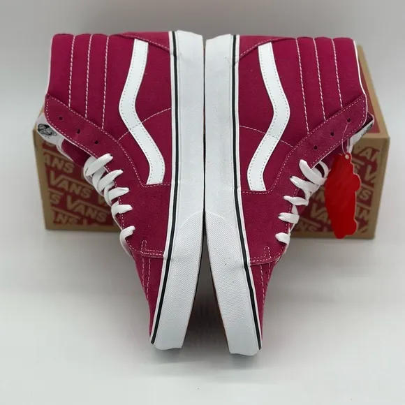 Vans Men's Pink and White High-Top Sneakers