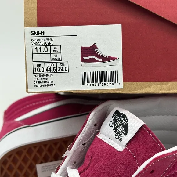 Vans Men's Pink and White High-Top Sneakers