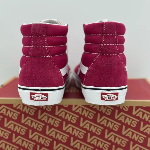 Vans Men's Pink and White High-Top Sneakers