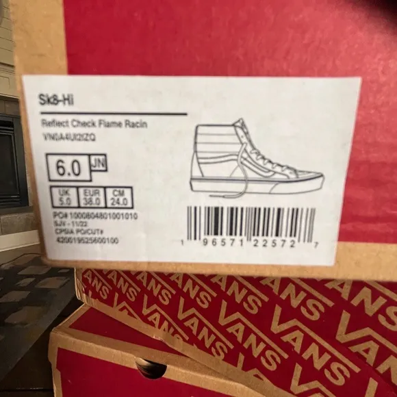 Vans SK8 reflect check flame racing