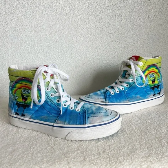 Vans Spongebob Squarepants Blue High Top Sneakers Size 7.5