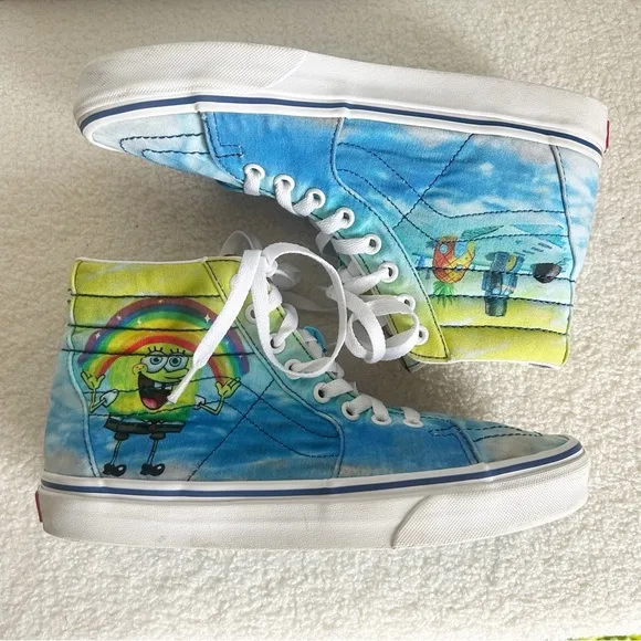 Vans Spongebob Squarepants Blue High Top Sneakers Size 7.5