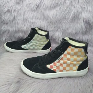 Vans The Lizzie Checkerboard High Top Sneakers Kids Sz 2 Multicolor Black Suede