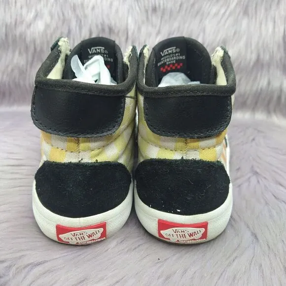 Vans The Lizzie Checkerboard High Top Sneakers Kids Sz 2 Multicolor Black Suede