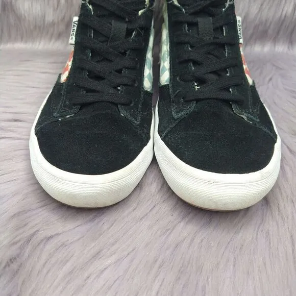 Vans The Lizzie Checkerboard High Top Sneakers Kids Sz 2 Multicolor Black Suede