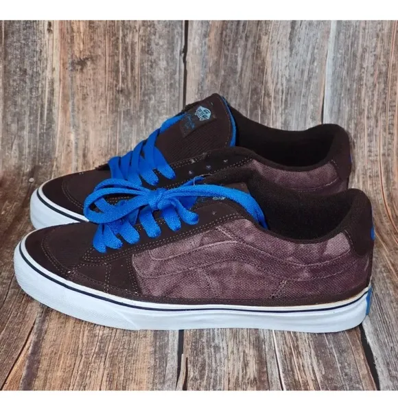 Vans X Johnny Layton Skater Shoes Mens Size 7.5 Brown Blue Chunky Fat Tongue
