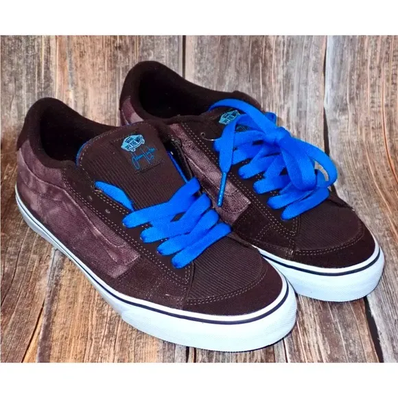 Vans X Johnny Layton Skater Shoes Mens Size 7.5 Brown Blue Chunky Fat Tongue