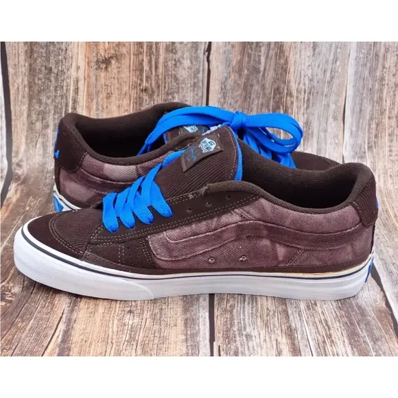 Vans X Johnny Layton Skater Shoes Mens Size 7.5 Brown Blue Chunky Fat Tongue