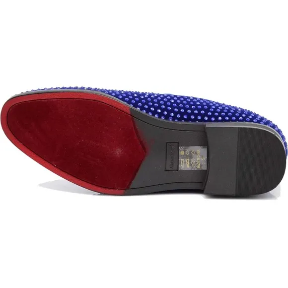 Velvet Rhinestone Designer Dress Loafers Slip On Classic Tuxedo Dress Shoes