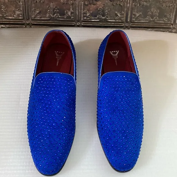 Velvet Rhinestone Designer Dress Loafers Slip On Classic Tuxedo Dress Shoes