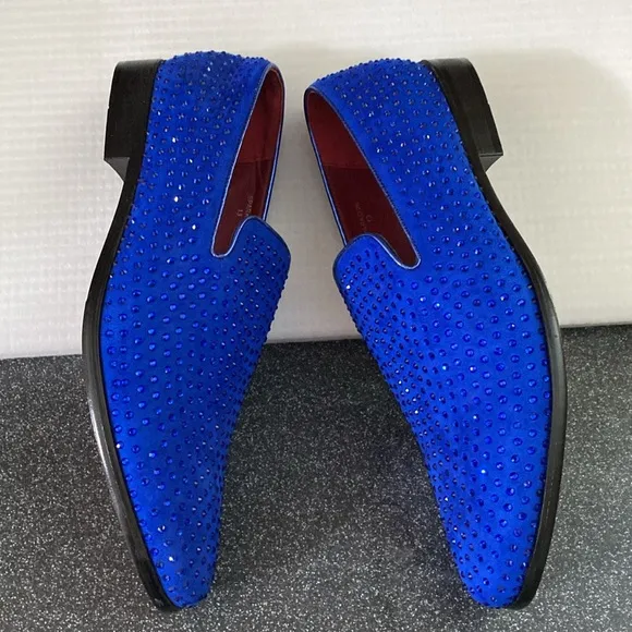 Velvet Rhinestone Designer Dress Loafers Slip On Classic Tuxedo Dress Shoes