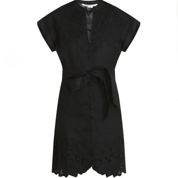VERONICA BEARD ARCHIE FLORAL APPLIQUÉ DRESS IN BLACK SZ 2 598$