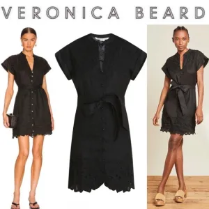 VERONICA BEARD ARCHIE FLORAL APPLIQUÉ DRESS IN BLACK SZ 2 598$