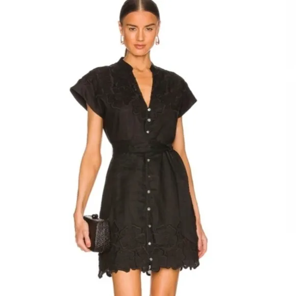 VERONICA BEARD ARCHIE FLORAL APPLIQUÉ DRESS IN BLACK SZ 2 598$