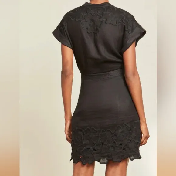 VERONICA BEARD ARCHIE FLORAL APPLIQUÉ DRESS IN BLACK SZ 2 598$