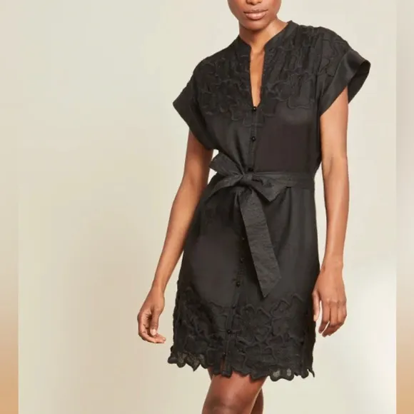 VERONICA BEARD ARCHIE FLORAL APPLIQUÉ DRESS IN BLACK SZ 2 598$
