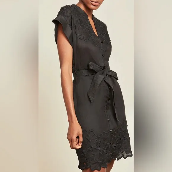 VERONICA BEARD ARCHIE FLORAL APPLIQUÉ DRESS IN BLACK SZ 2 598$