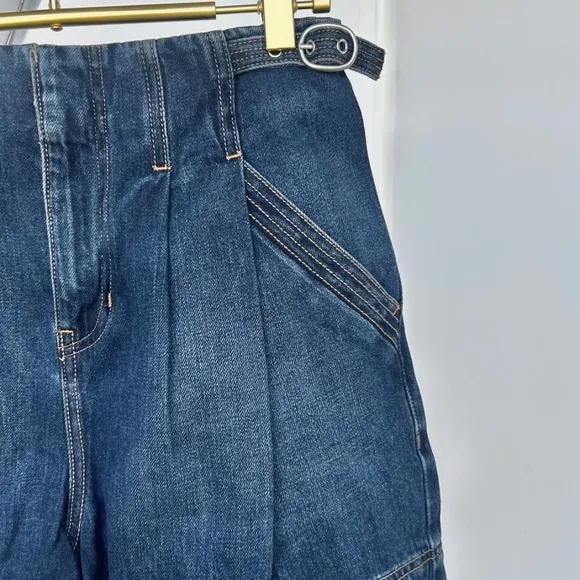 Veronica Beard Jaffe Denim Buckle Shorts