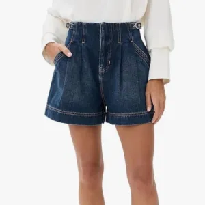 Veronica Beard Jaffe Denim Buckle Shorts