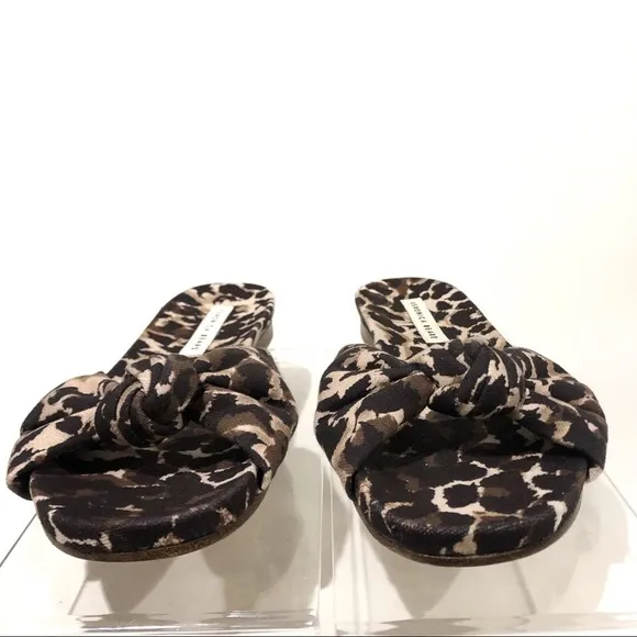 Veronica Beard Sandals Etra Knotted Leopard Flat Mule Sandals Slippers Sz 6.5