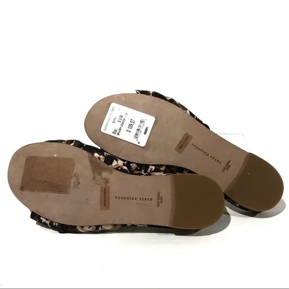 Veronica Beard Sandals Etra Knotted Leopard Flat Mule Sandals Slippers Sz 6.5