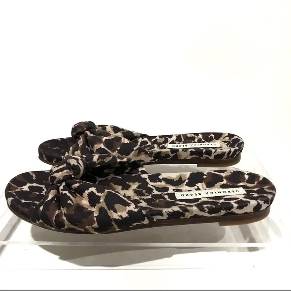 Veronica Beard Sandals Etra Knotted Leopard Flat Mule Sandals Slippers Sz 6.5
