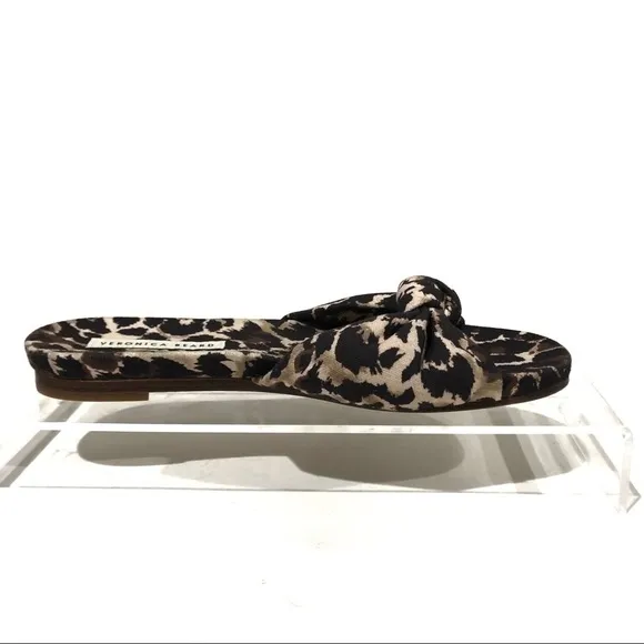 Veronica Beard Sandals Etra Knotted Leopard Flat Mule Sandals Slippers Sz 6.5
